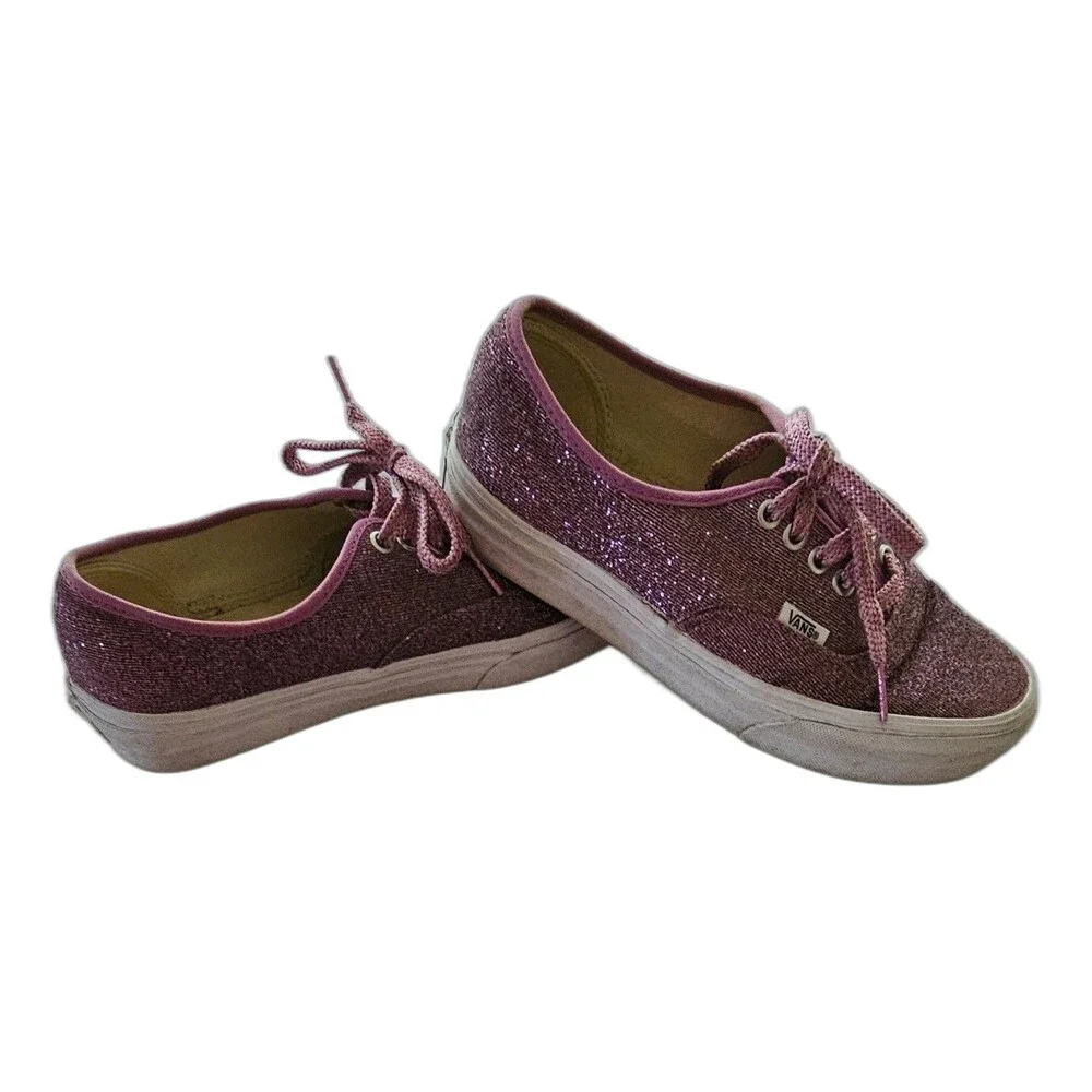 Vans Authentic Lurex Glitter Sneakers Womens 8.5 Pink Sparkle Off the Wall